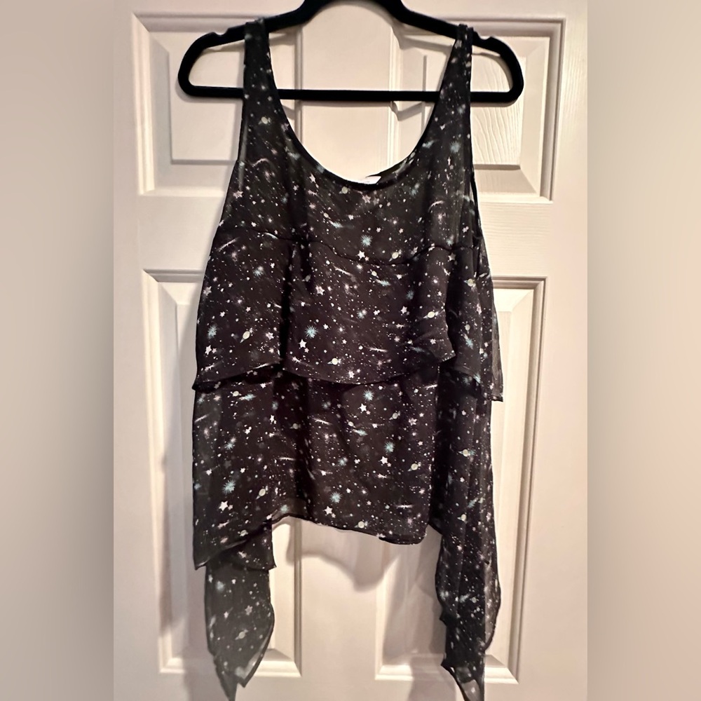 BCBGeneration Black and White Starry Layered Tank Top